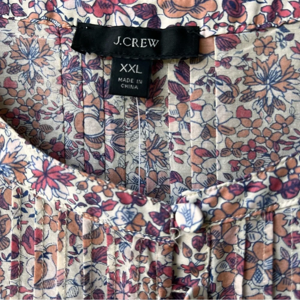 J. Crew Silk cotton voile pintuck top in blooming floral